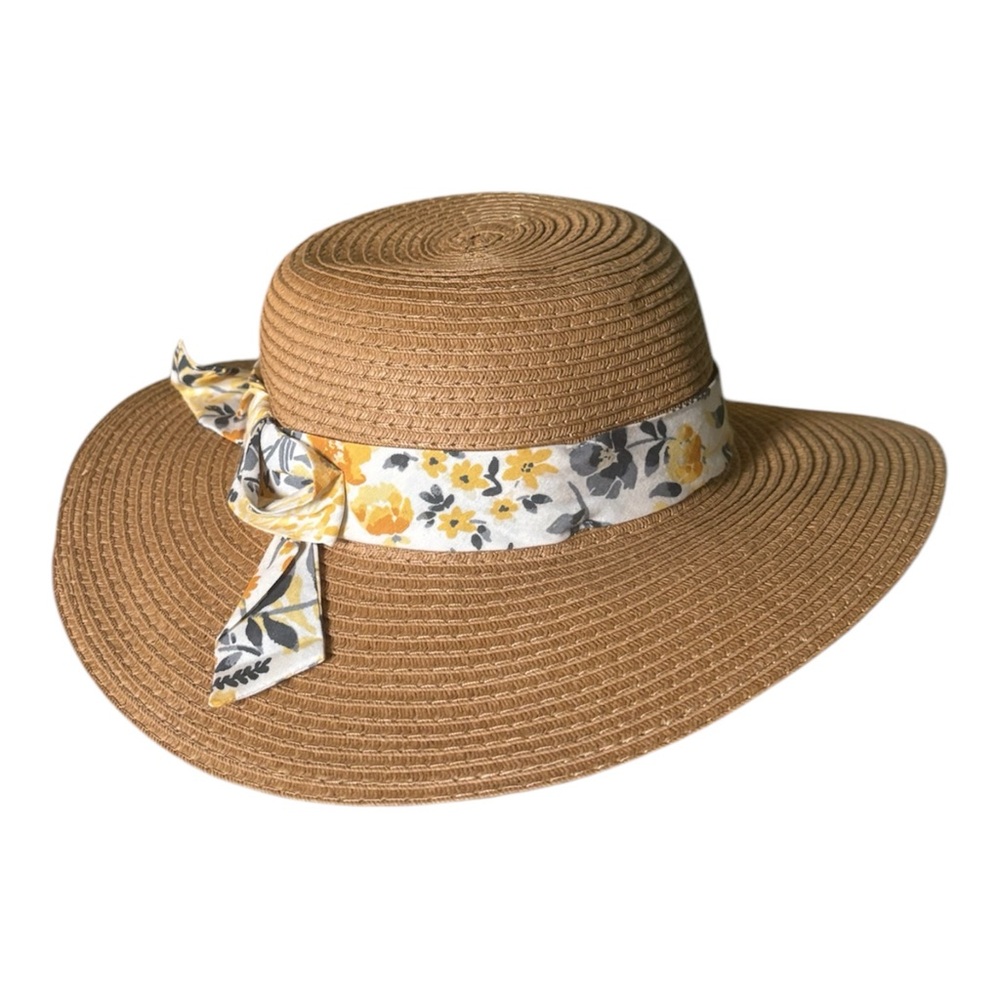 Aman Export Inc Wide Brim Foldable Ribbon Bow Straw Hat